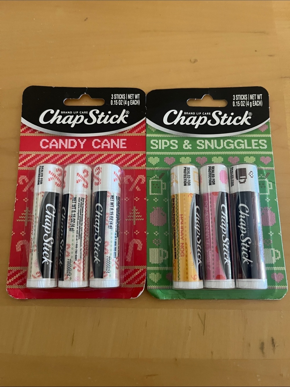 Holiday Lip Balm Twin Pack – Candy Cane Red & Sips & Snuggles Green
